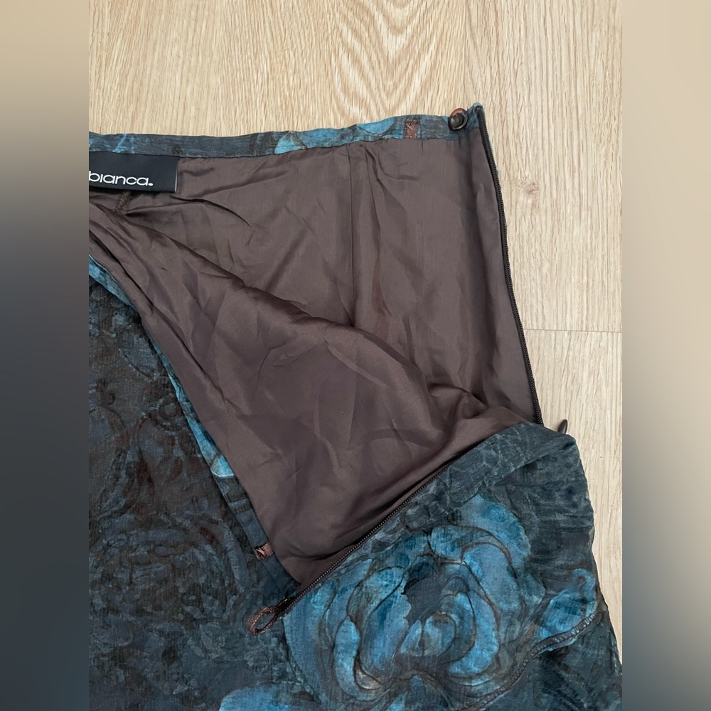 Floral Chiffon Ruffle Skirt Brown Teal S8 - Picture 13 of 15